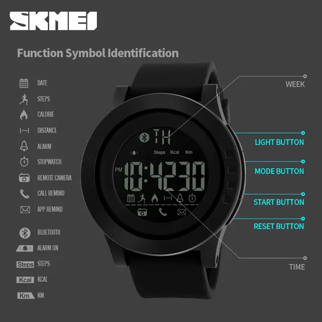 skmei bluetooth digital smart watch