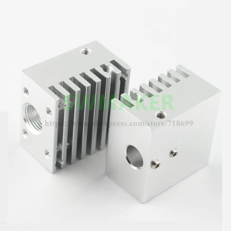 buy All metal Single heat sink with thread V6 single Nozzle Head Long Distance Radiator for 1.75mm 3.0mm 3D Printer