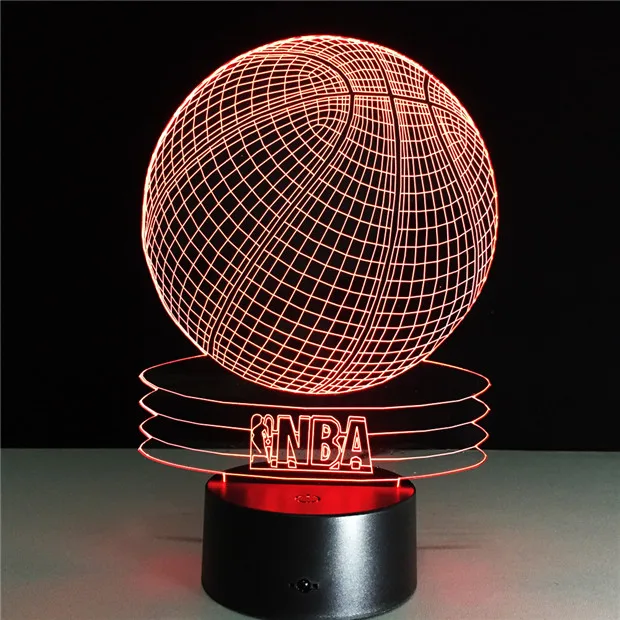 Billige Neuheit 3D Visuelle Acryl Led nachtlicht NBA Basketball USB Beleuchtung Schlafzimmer Tischlampe 7 Bunten Gradienten Atmosphäre Lampe