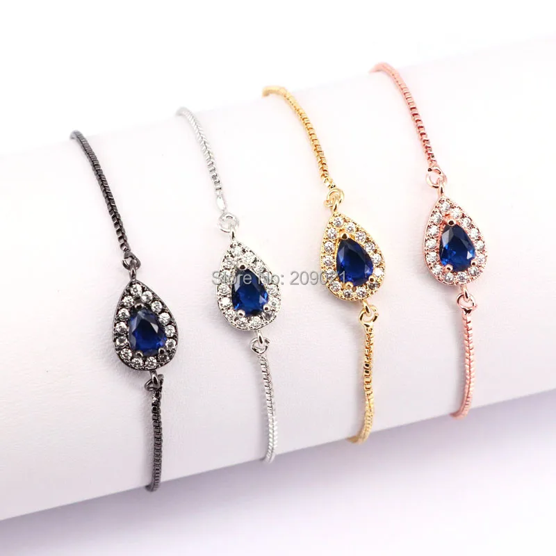 10 шт. микро Pave CZ кристалл падение разъем Регулируемая цепочка для браслета шарм браслеты ювелирные изделия для женщин