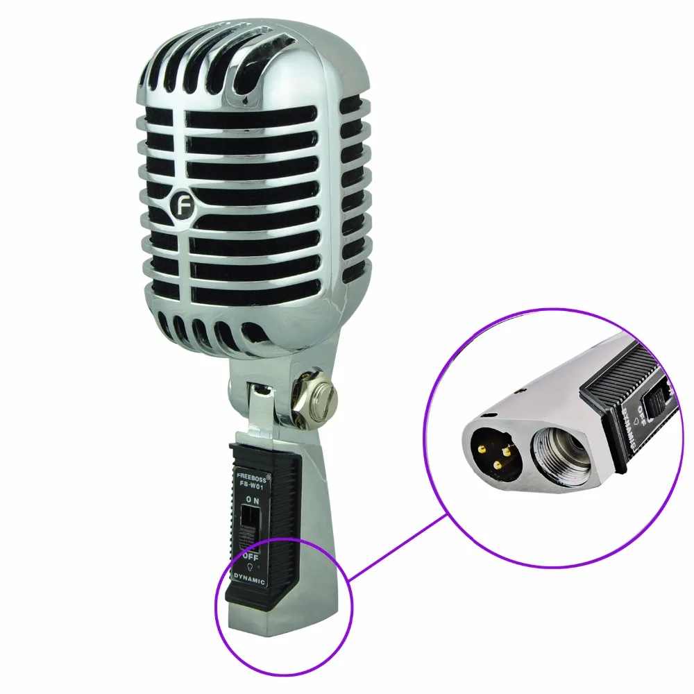 FREEBOSS FB-W01 Vintage Style Wired Dynamic Microphone Retro Professional Karaoke Studio Jazz Stage Vocal Mic image 5