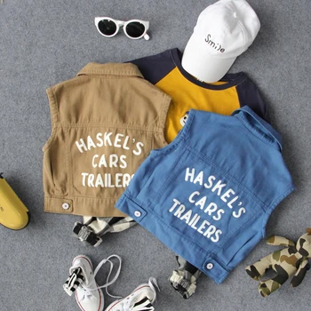 

new 2019 autumn boys wash cotton letter vest kids fashion style spring autumn vest children clothing boys vest