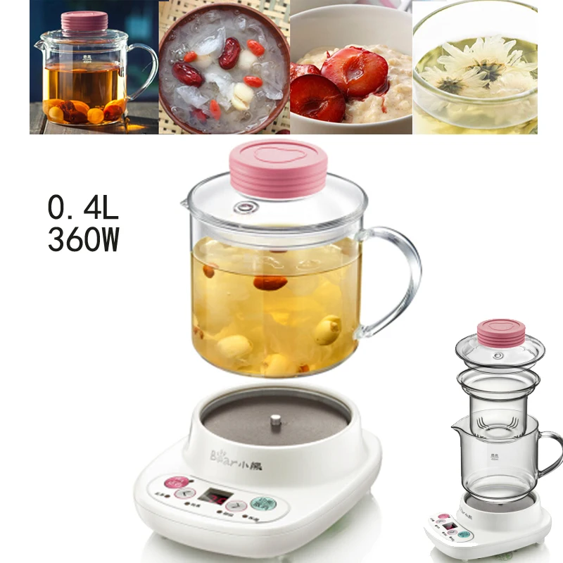 

22%,Electric Kettles Health Preserving Pot 0.4L with Filter Transparent Glass Thermal Insulation Flower Teapot Split Type A03C5