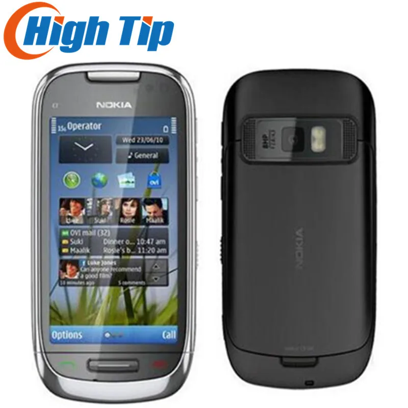 C7 Nokia разблокированный мобильный телефон GSM 3g wifi gps 8MP 8GB Внутренняя память 1 год гарантии отремонтированный