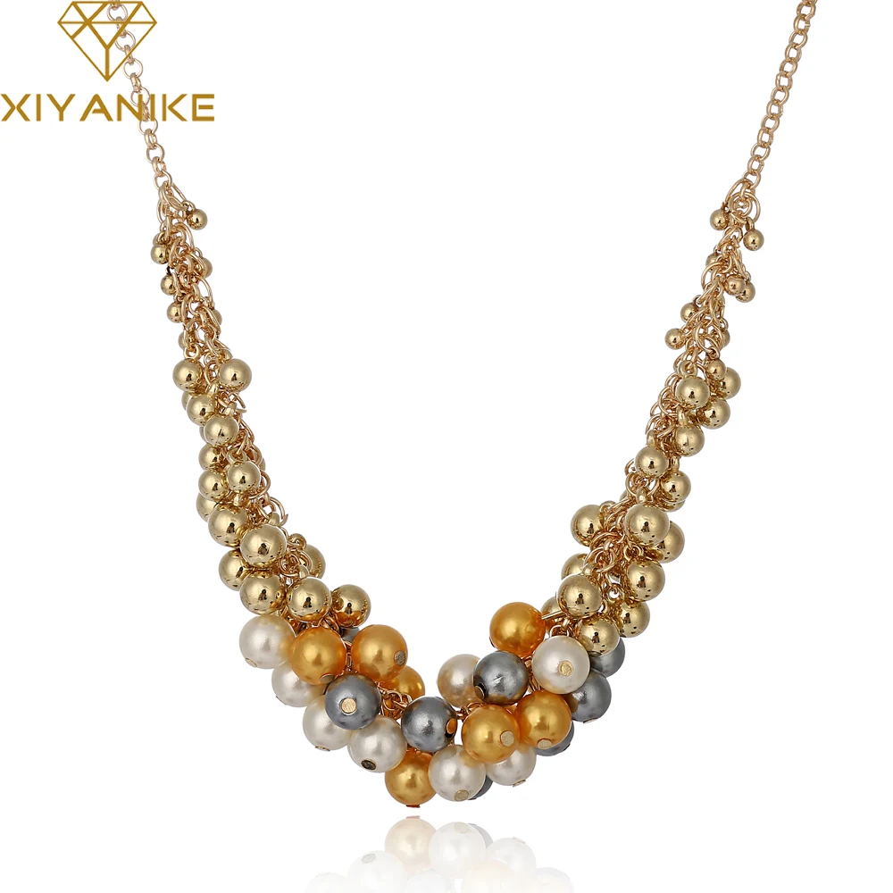 

New Brand Big Temperament Popular Korea Retro Palace Beauty Simulated Pearl Necklace Women Choker Necklace XY-N69
