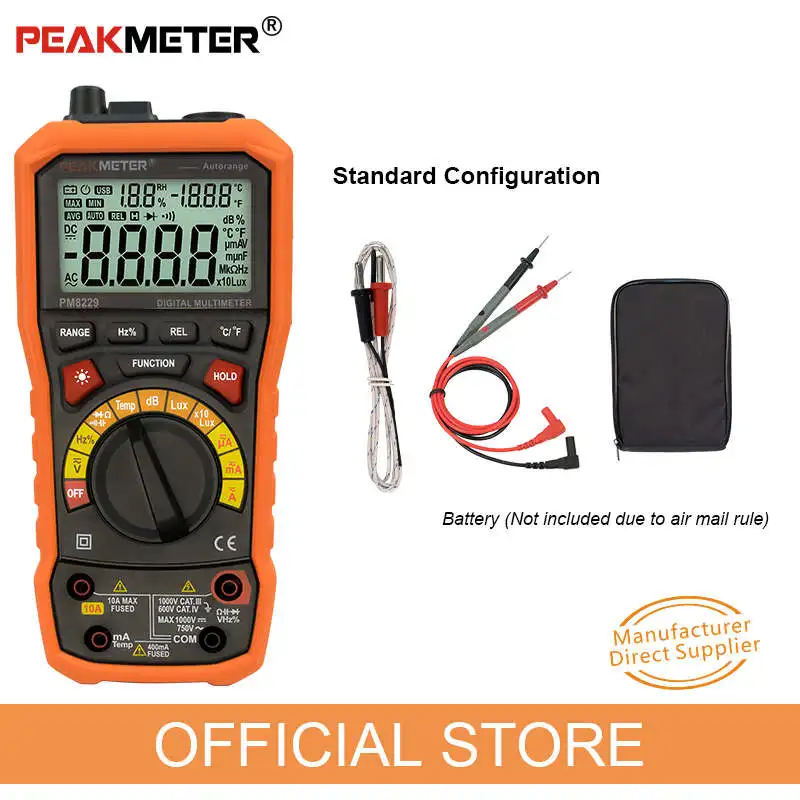 Цифровой мультиметр PEAKMETER MS8229 5 в 1 осветитель звуковой уровень Частота Температура Влажность измеритель напряжения MASTECH - Цвет: MS8229