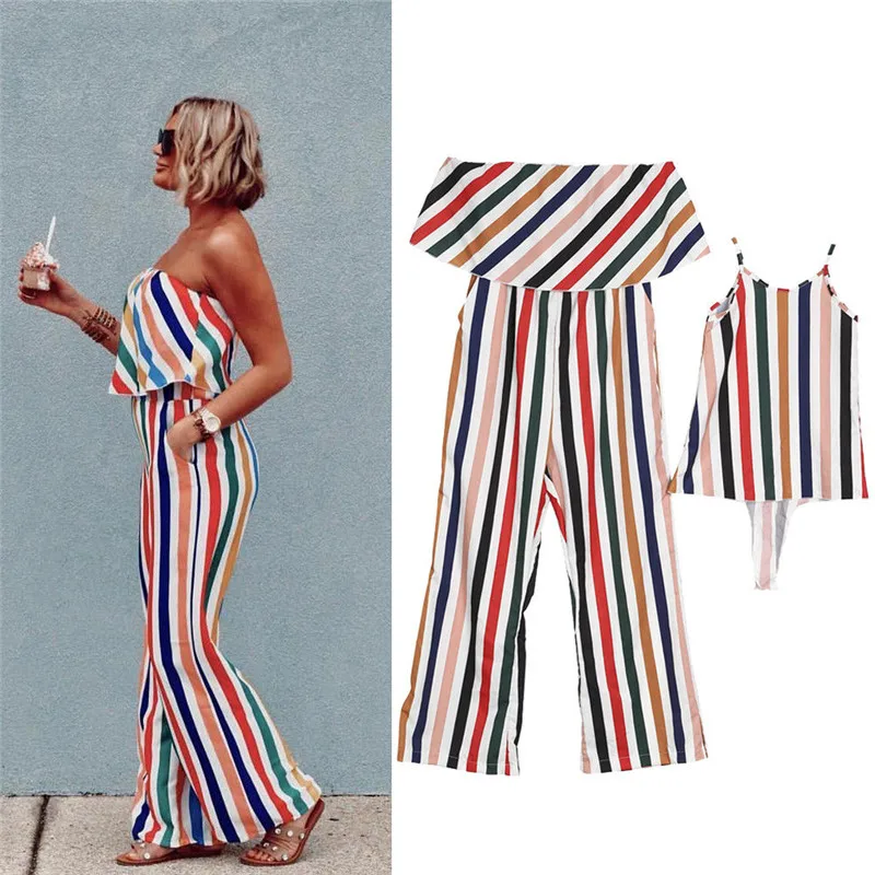 Fashion Family Matching Dresses Women Romper Mother and Daughter Matching Summer Baby Girl Dress Striped Bodysuits Clothes Fashion Family Matching Dresses Women Romper Mother and Daughter Matching Summer Baby Girl Dress Striped Bodysuits Clothes