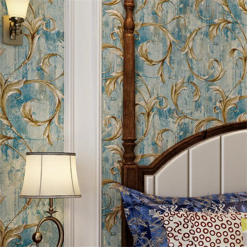 

wellyu Vintage American maple leaf wallpaper 3D pressure non-woven wallpaper bedroom living room TV wallpaper Papel de parede