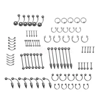 

Wholesale 85pcs Tongue Eyebrow Lip Belly Navel Ring Body Piercing Jewelry Fashion Novelty Decorations