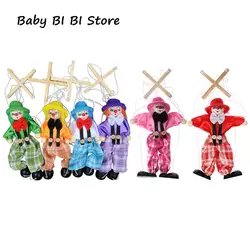 Pull String кукольный клоун деревянный марионетт игрушка шарнир активности кукла Винтаж ребенок