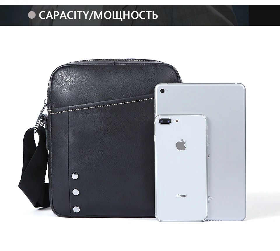 Black Leather Shoulder Bag Male Genuine Leather Men Bags Casual Crossbody Bags (19)