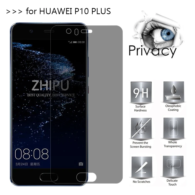 

For Huawei P10 Plus 2.5D Arc Edge Anti-Spy Privacy Tempered Glass For Huawei P10 Plus Screen Protector Film Guard Cover Shield
