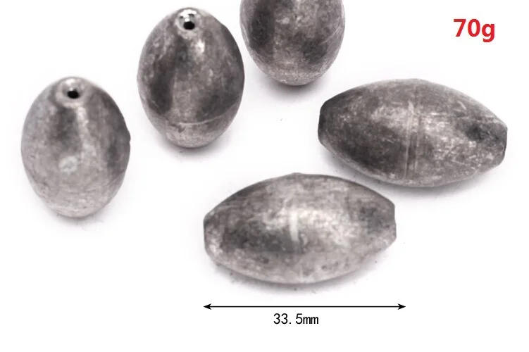8pcs Cheap price Weight 70g oval lead sinkers fishing tackle