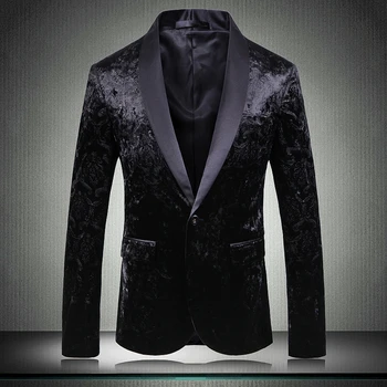 

New Male Blazer Luxury Single Breasted Velvet Prom Blazers Men Plus Size 5xl Blazer Masculino Party Nightclub Man Blazer