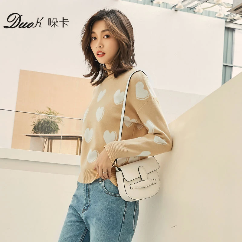 Autumn Winter Women Warm Sweater Heart Knit Pullover Sweaters Fashion Sweet Jumper Thick Winter female Sweater CGM18186 Autumn Winter Women Warm Sweater Heart Knit Pullover Sweaters Fashion Sweet Jumper Thick Winter female Sweater CGM18186