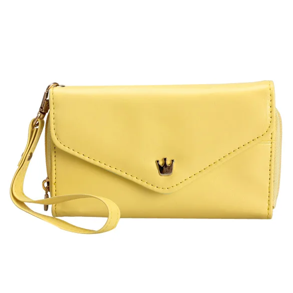 Модный чехол с бумажником протектор сумка для мобильных телефонов карты Портативный 9 цветов - Цвет: Цвет: желтый