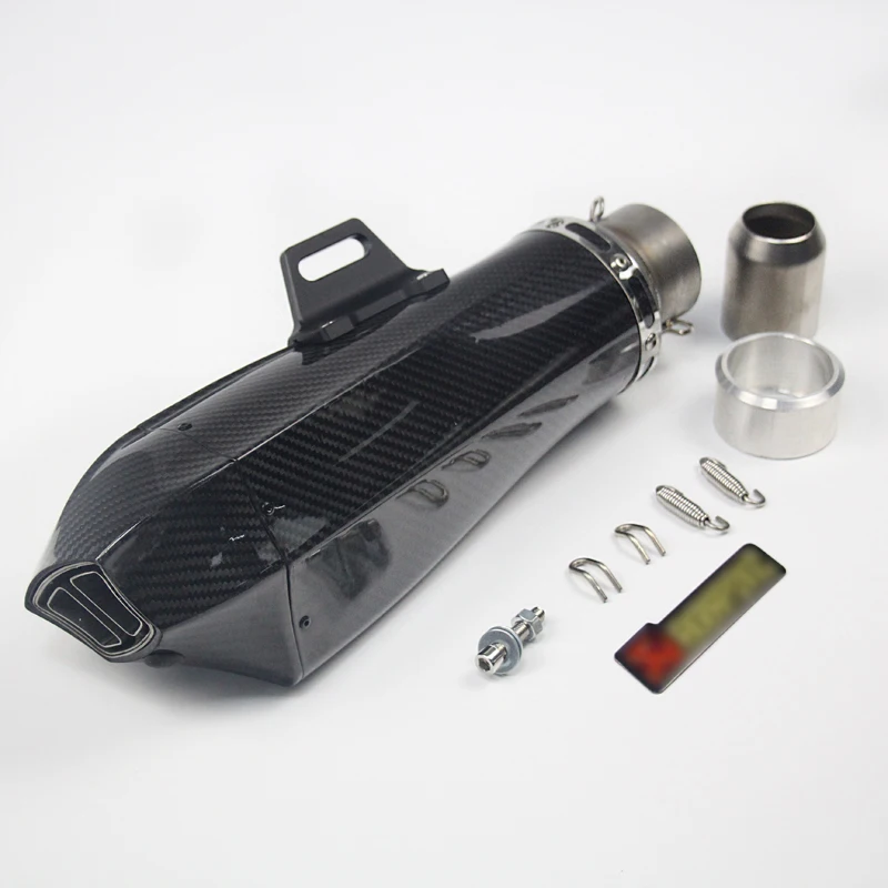 

380MM Real Carbon Fiber Exhaust Muffler Pipe Silencer With Removable DB Killer Slip On Motorcycle ATV 38-60mm