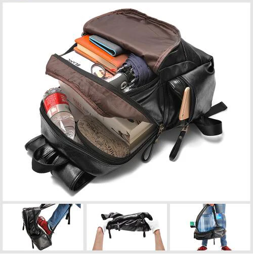 

SOFIE Backpacks for men Bag PU Black Leather Men's Shoulder Bag Fashion Male Business Casual Boy Vintage Men Backpack School Bag