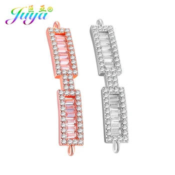 

Hand Made Cubic Zirconia Jewelry Components Gold/Rose Gold Hollow Copper Charm Connectors Accesssories For Jewelry Making