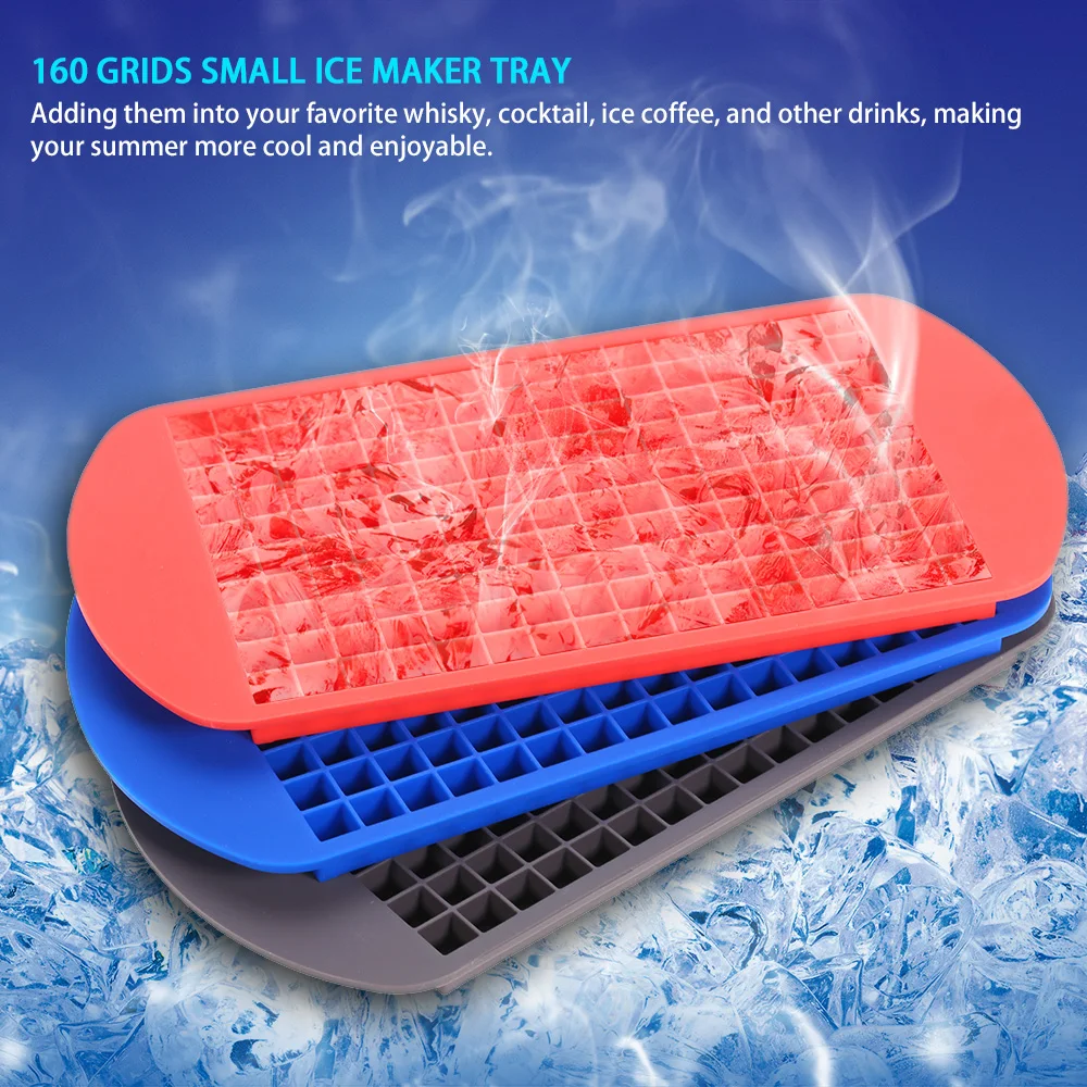 160 Grids Silicone Ice Cube Maker Eco Friendly Cavity Tray Mini Ice