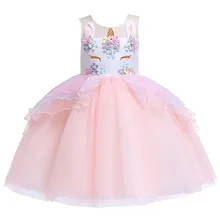 Платье принцессы с единорогом для маленьких девочек, свадебное платье, новое летнее платье принцессы, одежда для маленьких девочек, детское праздничное платье для девочек