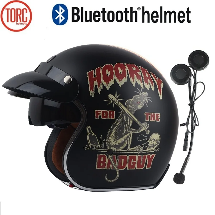 US $103.52 Free shipping 1pcs 34 Half Open Face Helmet Wireless Headphones Built in Sun Visor Motor Cycling Bike Motorcycle Helmets