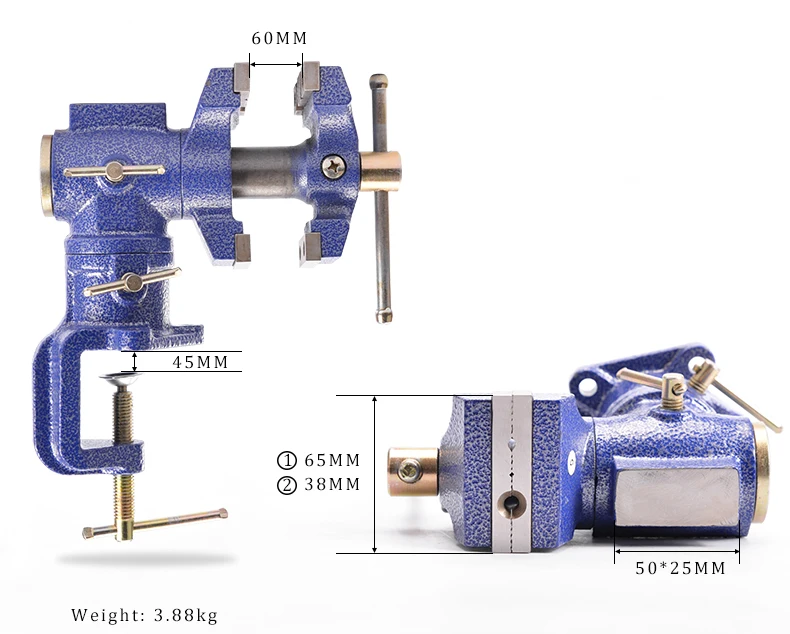 2-1/" Две Челюсти Зажим на тиски Вертлюги и вращается на 360 градусов многоцелевой стол поворотный Тиски с наковальней