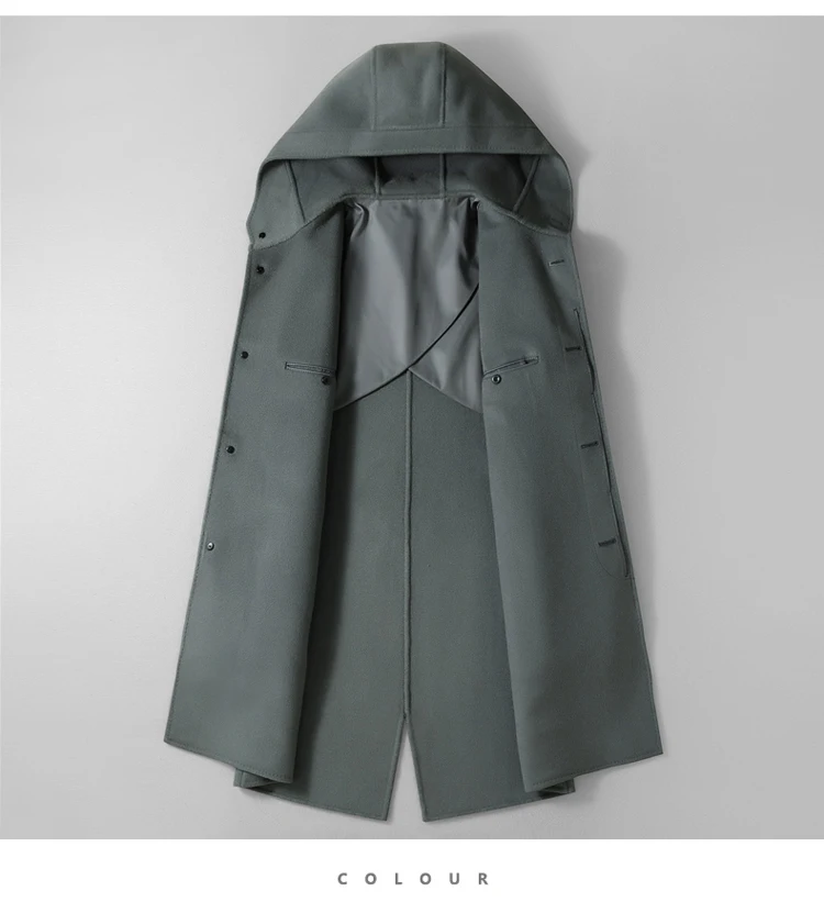 Для мужчин s двусторонний шерстяные пальто с капюшоном зимние Для мужчин Классические толстый слой Бизнес Повседневное Для мужчин Шерсть и смеси плюс Размеры M-3XL