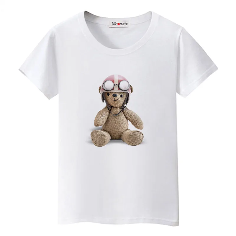 BGtomato Teddy футболка с медведем Прекрасная 3D футболка Женская harajuku футболка женская забавная camiseta mujer Teddy bear Футболка женская