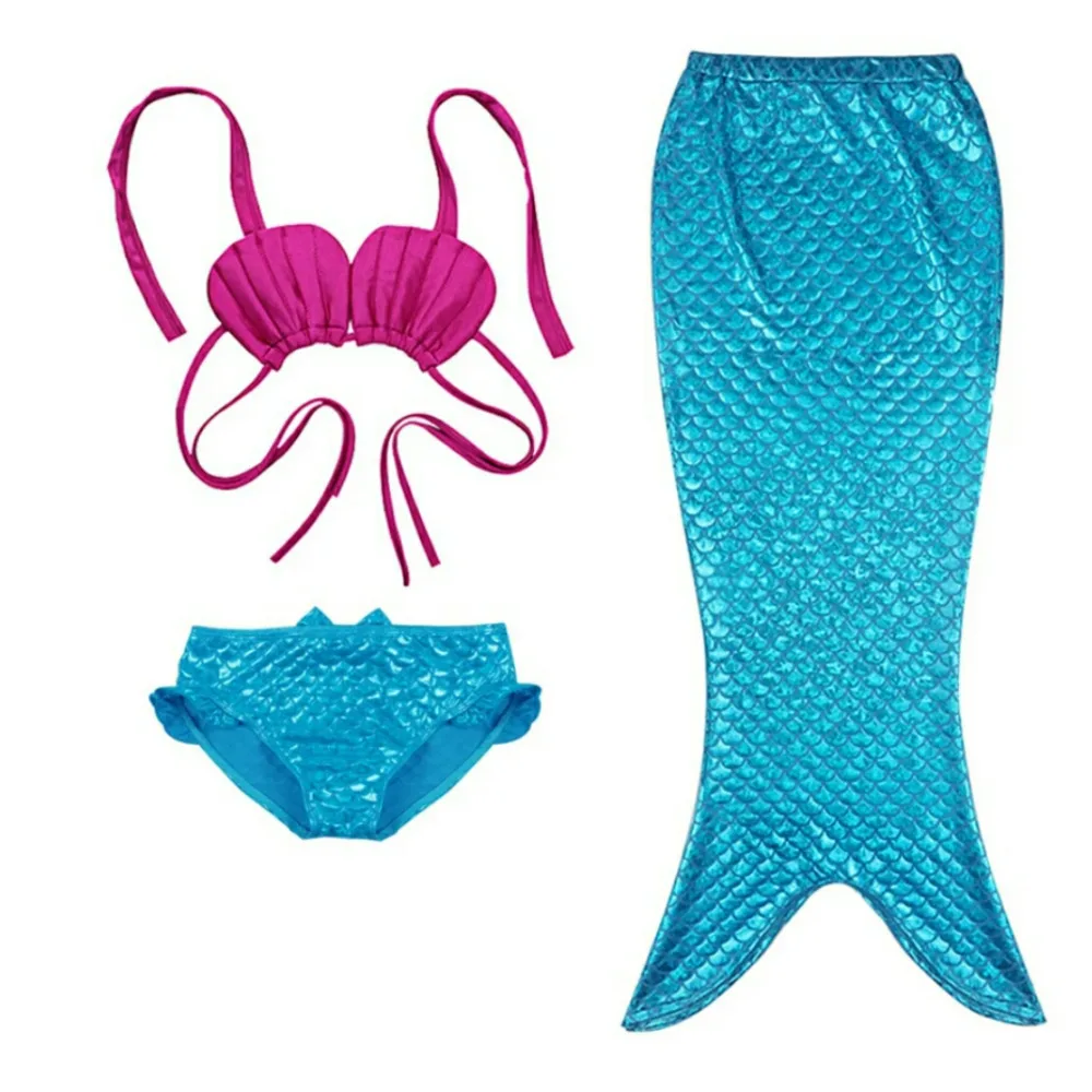 Детские купальники бикини с русалочкой для девочек, 3 предмета, купальник для малышей, купальник для косплея на Хэллоуин