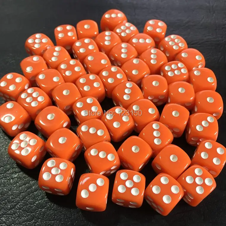 

DC-032 Very good quality dices, 100pcs Acrylic General in 12mm, Orange Colors