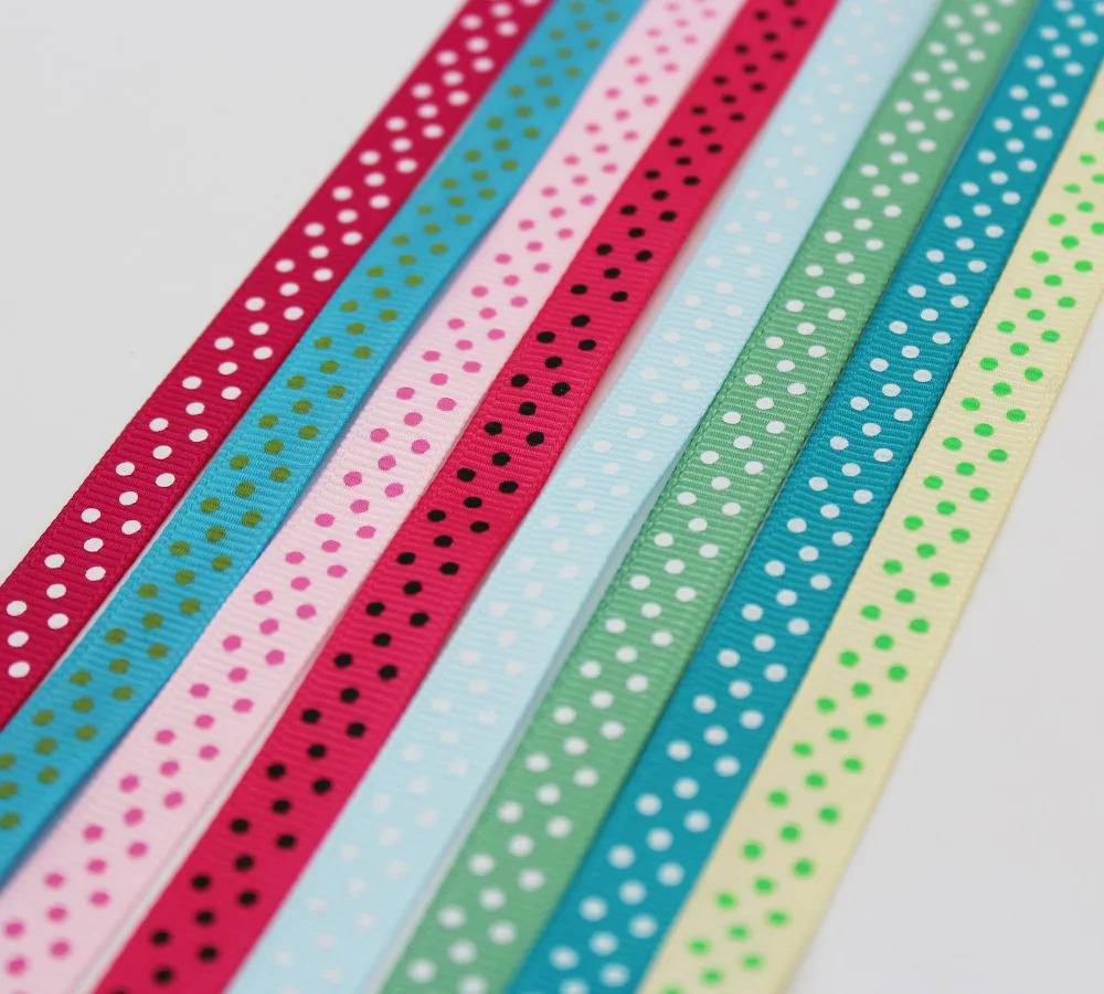 Ribbon Decoration Ribbon Supplies Grosgrain Ribbon Sewing Ribbon 3/8 inch 30colors Polka Dots Printed Grosgrain Ribbons