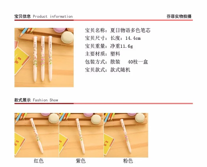 0,5 мм пластиковая шариковая ручка с милым цветочным принтом, креативная 4 в 1, цветная Шариковая ручка для фотоальбома, граффити для детей, сделай сам, живопись