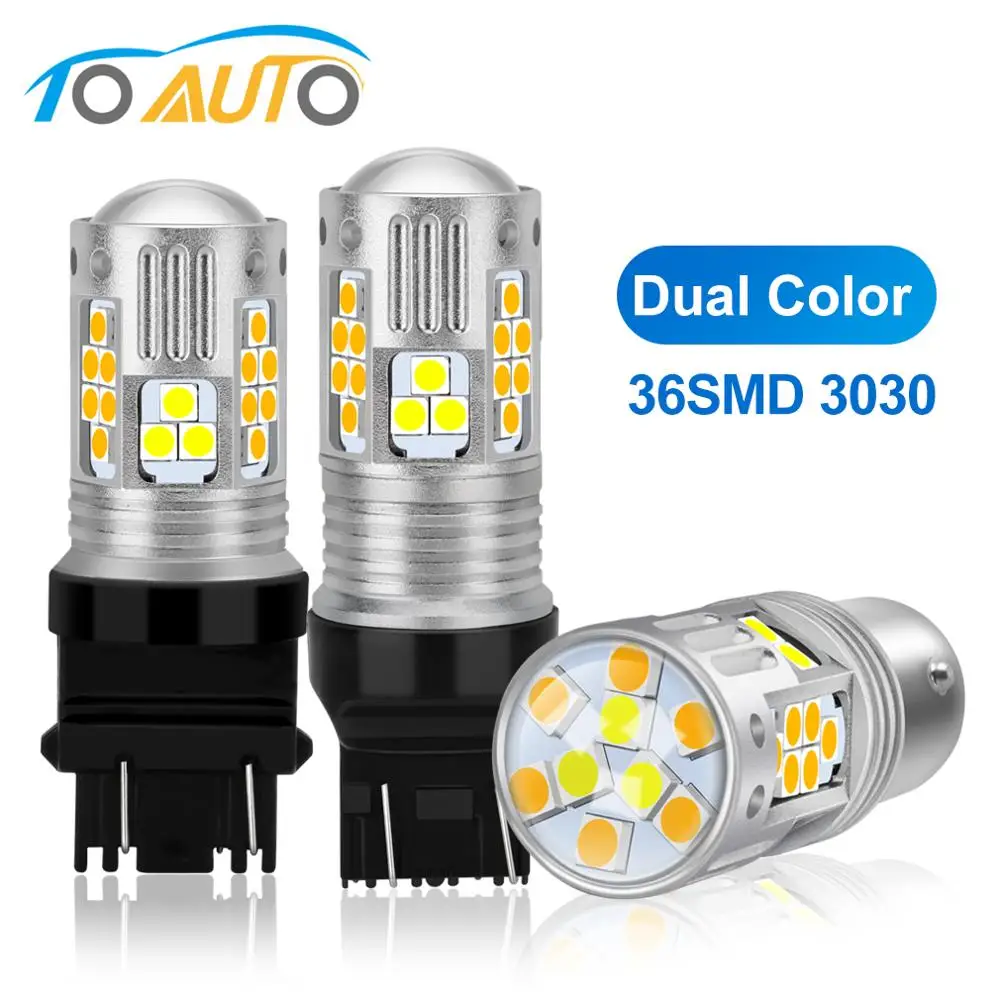BAY15D P21/5 Вт Двухцветная светодиодная лампа T20 1157 W21/5 для автомобиля указателей