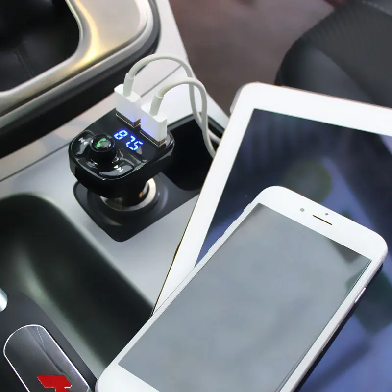 Портативный Bluetooth автомобильный комплект fm-передатчик Handfree Автомобильный MP3 аудио плеер Обнаружение напряжения шумоподавление двойной USB зарядное устройство