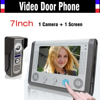 Kopen 7 inch video deurtelefoon Video Deurbel Systeem IR Night Versie Camera video intercom Kit Video Deurtelefoon voor Villa thuis