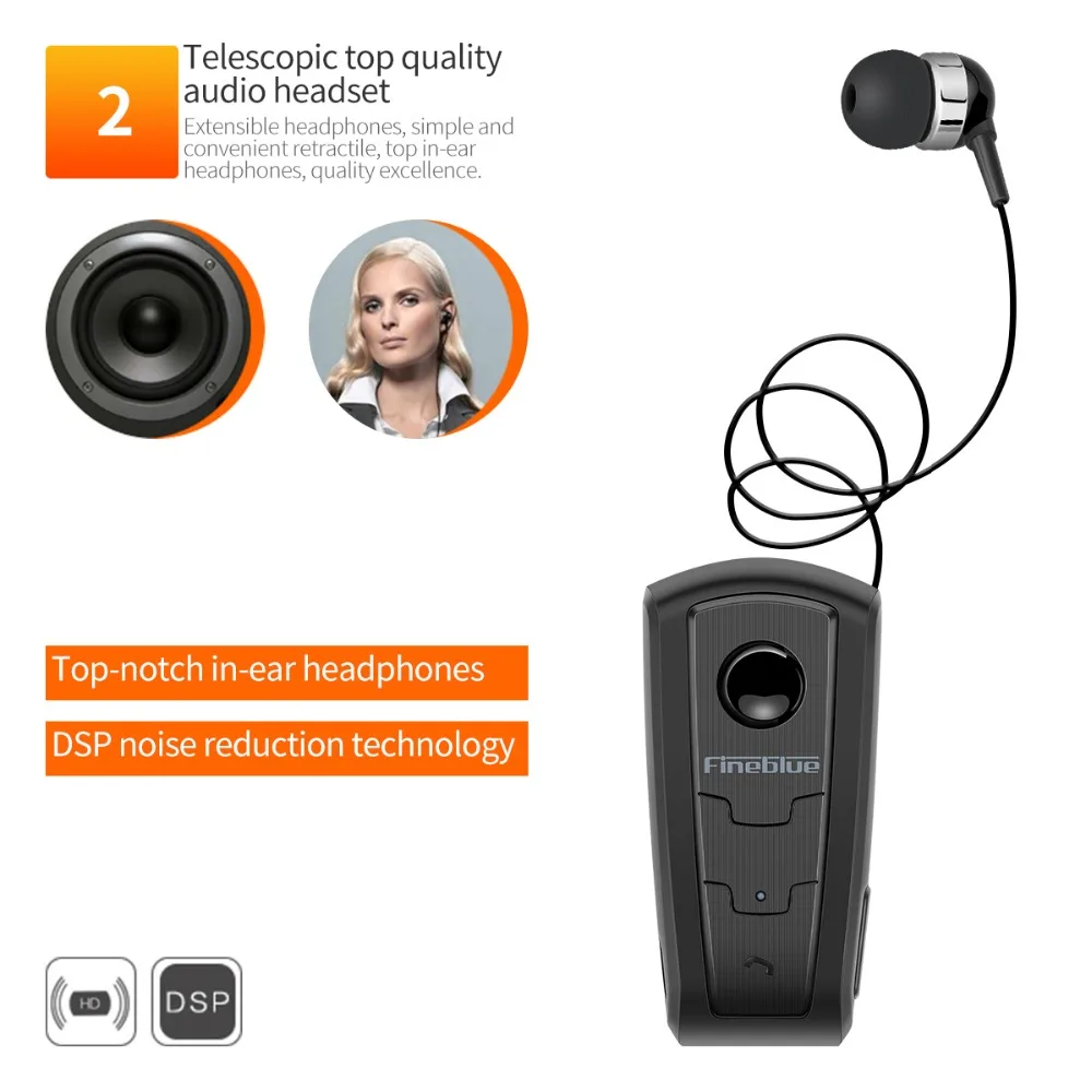 FineBlue F910 Mini Wireless Driver Bluetooth Headset Calls Remind Vibration Wear Clip Sports Running Earphone Auriculares