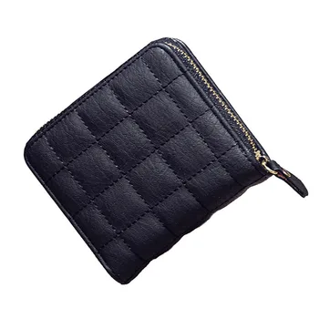 

10PCS / LOT Women Short Wallet Female Plaid Fashion Wallet Card Holder Small Zipper Leather Coin Purse