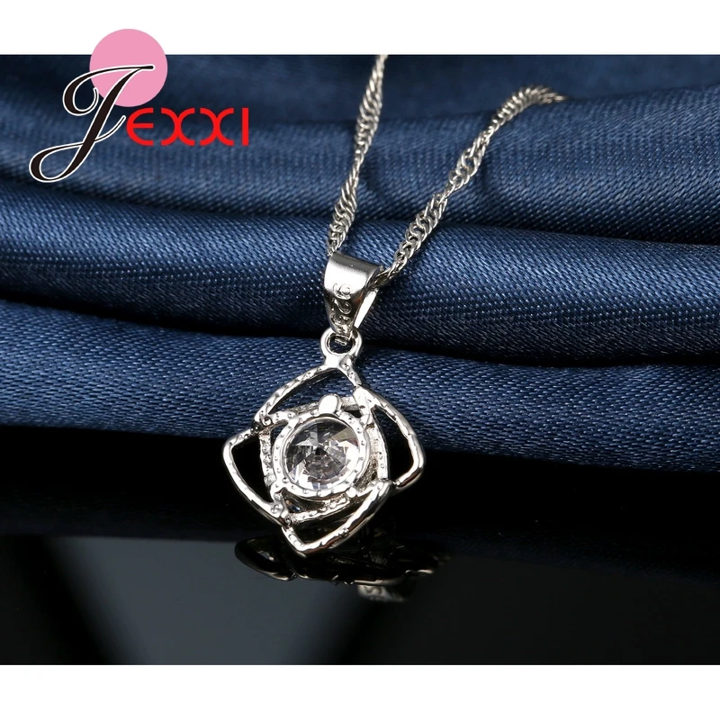 Heißer 925 Sterling Silber Cubic ia Blume Anhänger Erklaerung Halskette Tropfen Ohrringe für Frauen Brincos Kragen Schmuck Set