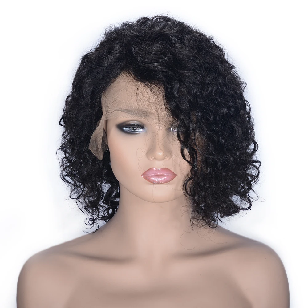 Glueless Curly Short Bob Full Lace Wig With Full End Remy Brazilian