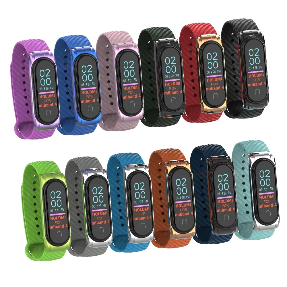 Mi Band 4 Strap Carbon Metal Case Men Women Lengthen Strap For Xiaomi Mi Band 4 correa Band for Xiaomi mi band 4 Accessories