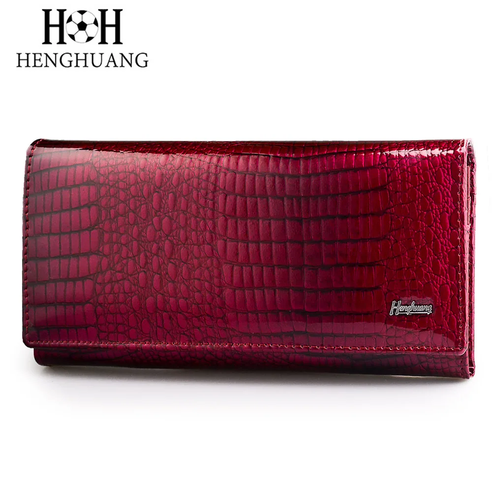 HH Brand Alligator Womens Wallets Genuine Leather Ladies Clutch Coin Purses Hasp Luxury Patent Crocodile Female
