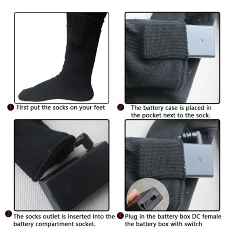 Battery Heating Warm Socks Carbon Brazing Heated Socks Warm Foot Warmers Electric Warming for Hunting Ice Fishing Skiing Sleep N (6)
