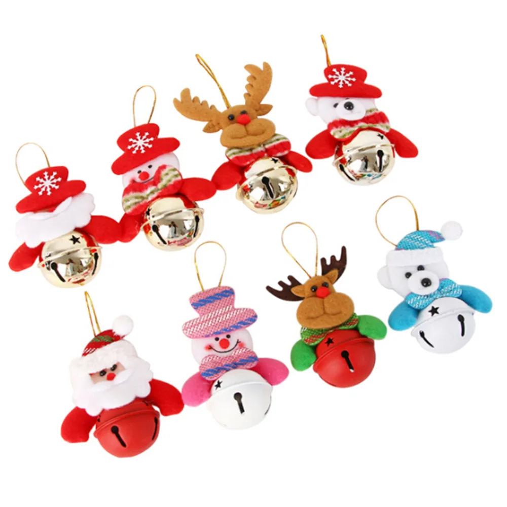 8pcs christmas bell decoration ornaments santa claus snowman pattern 