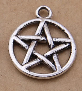 

150pcs Charm Pentagram round pendant 20x17mm 1.1g Antique silver bronze Handmade Jewelry Making DIY Supplies Alloy accessories