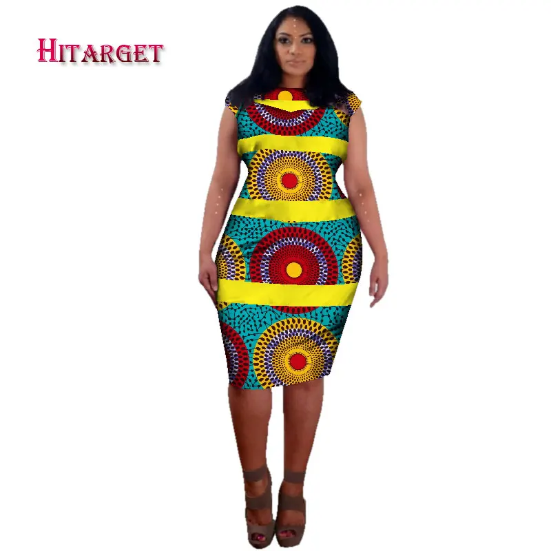 

2019 African Bazin Riche Dresses For Women Splicing Knees Print Dresses Plus Size 6xl African Women Party Wax Clothing WY2714