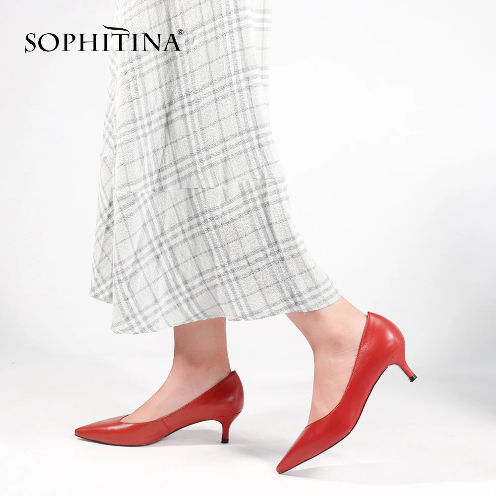Miglior SOPHITINA Scarpe di Marca Genuino Femminile di Cuoio Sottile di Alta Tacco di Lavoro Del Partito Della Signora Pompe di Moda Punta a punta Scarpe Sexy Donna W21