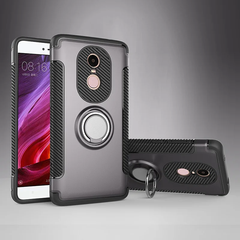 OUDINI Роскошный чехол для Xiaomi redmi note 4X модный жесткий пластиковый чехол с кольцом на палец для redmi note 4X чехол для телефона - Цвет: gray