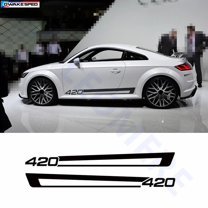 Для Audi TT, автомобильная дверь, боковая юбка, полоски, авто Декор, наклейки, 420, графическая наклейка, Quattro, спортивный стиль