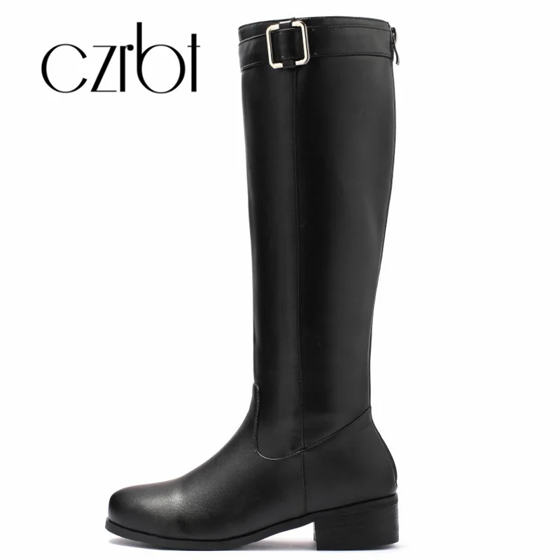 

czrbt 2018 New Winter Hot Sale Women Shoes Knee-High Extra Thick Velvet Boots Fashion Casual Non-Slip Women Motorcycle Boots